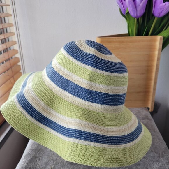 Unbranded Summer /Spring Lime Green Floppy Straw Hat (Size 7 1/8" /Medium) - Picture 9 of 13